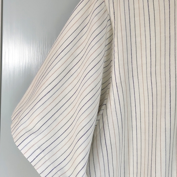 Van Heusen, Men's 16 1/2 Short Sleeve Shirt,Stripe Gray, Navy Green & Tan - Picture 3 of 6